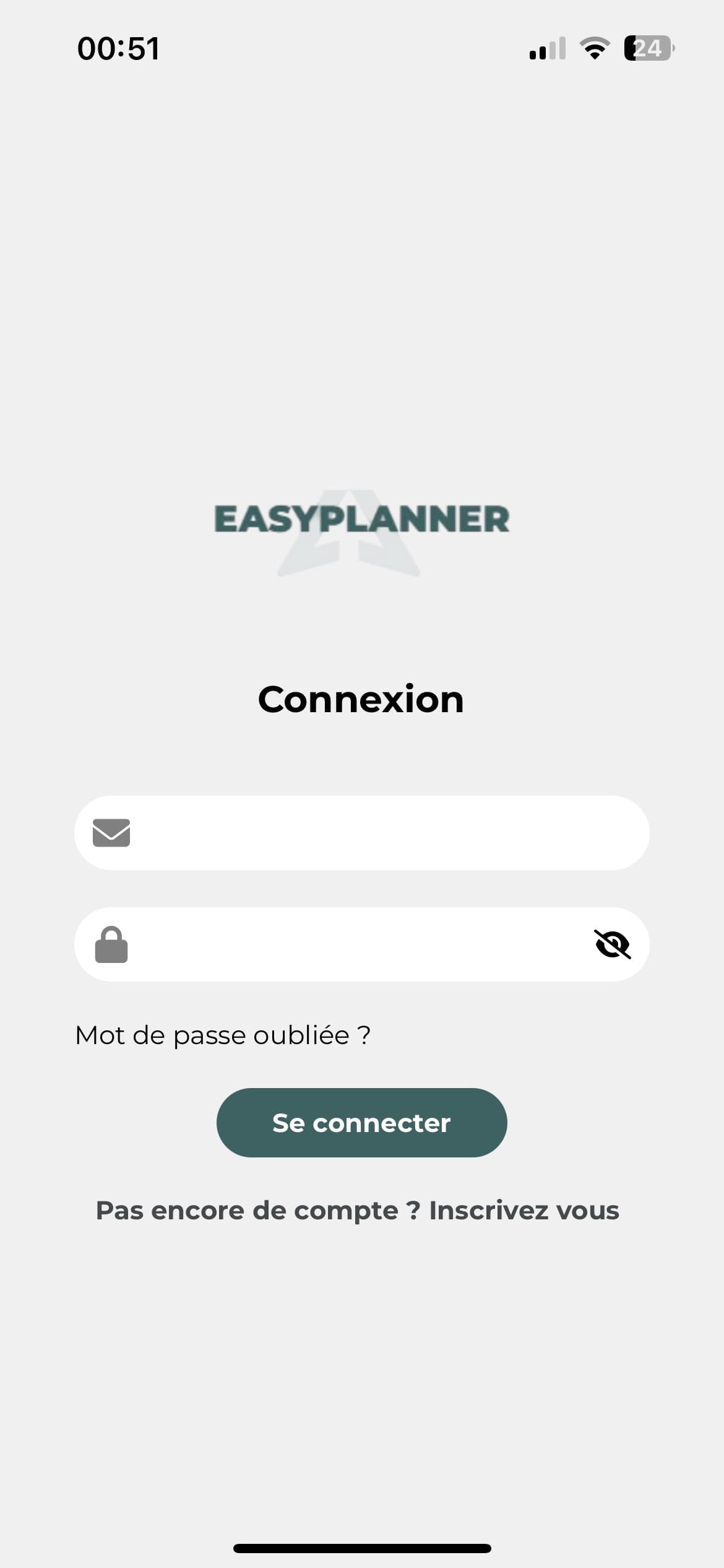 Écran d'accueil Easy Planner Mobile
